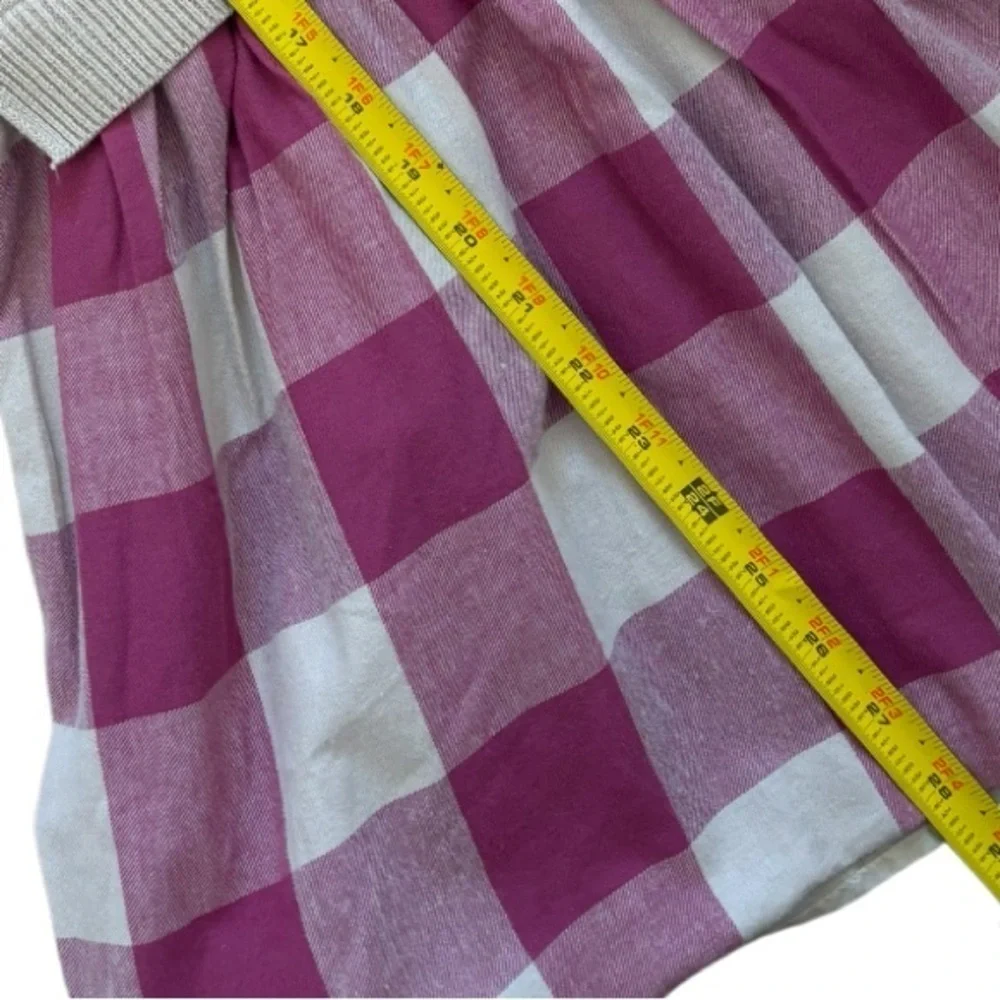 GAP KIDS 2-in-1 SWEATER DRESS, TAN & CRANBERRY PLAID, SIZE L